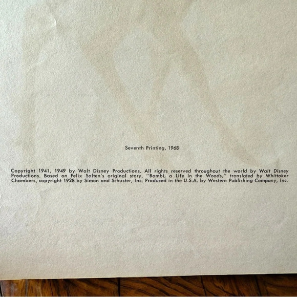 VINTAGE 1968 Disney Bambi Hardcover Book - Picture 11 of 14